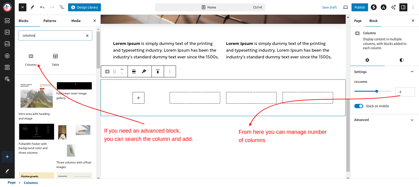 how to create custom layouts in wordPress gutenberg